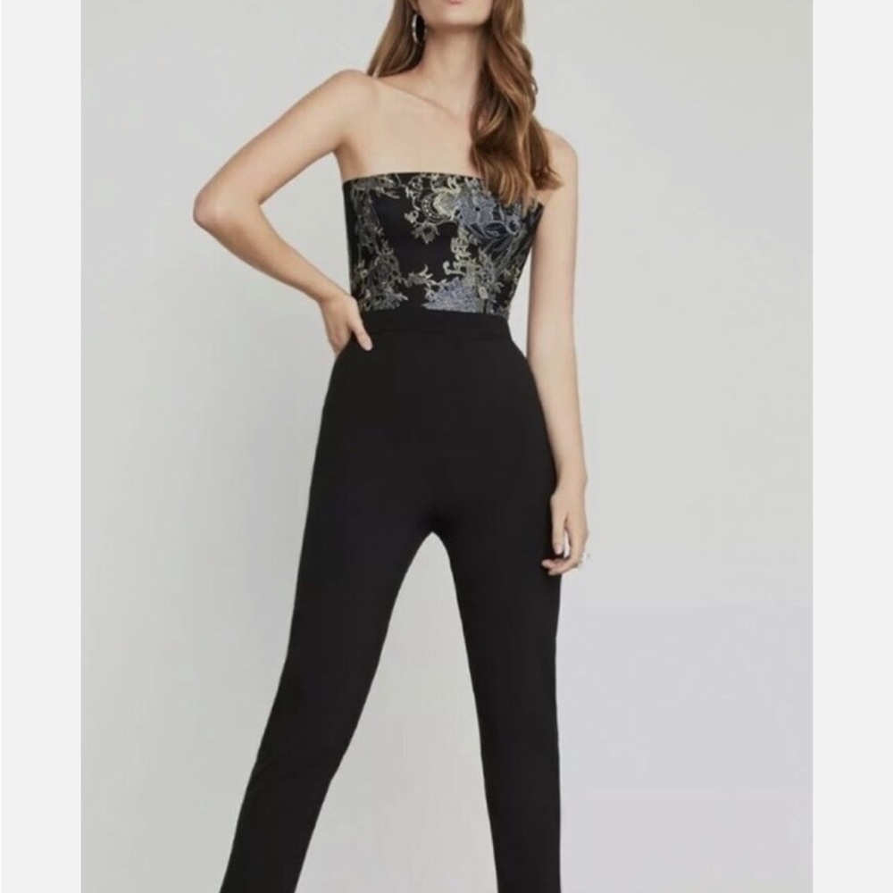NWT BCBGMAXAZRIA Women’s Bluestone Combo Embroidered Strapless Jumpsuit Size L